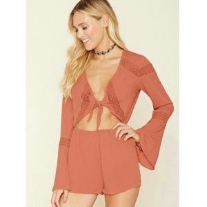 Self Tie Bell Sleeve Romper
